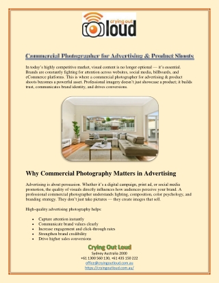 Commercial Photographer for Advertising & Product Shoots