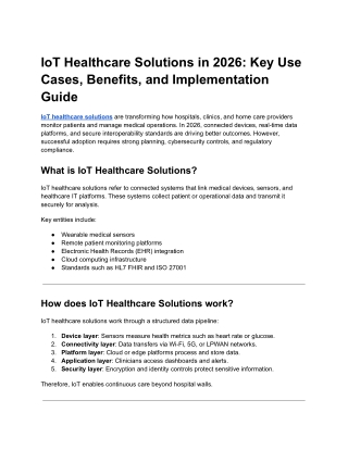 IoT Healthcare Solutions in 2026 Key Use Cases, Benefits, and Implementation Guide