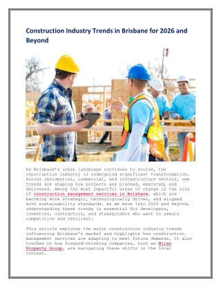 Construction Industry Trends in Brisbane for 2026 and Beyond