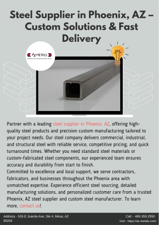 Steel Supplier in Phoenix, AZ – Custom Solutions & Fast Delivery