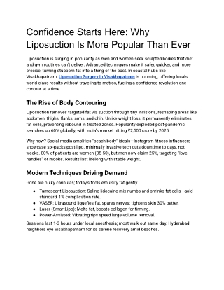 Liposuction Surgery in Visakhapatnam