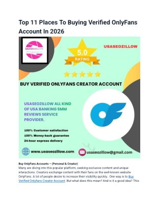 Top 11 Places To Buying Verified OnlyFans Account In 2026