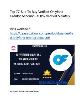 Top 77 Site To Buy Verified Onlyfans Creator Account - 100% Verified & Safely