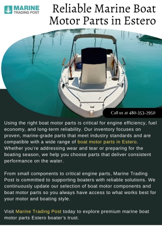 Reliable Marine Boat Motor Parts in Estero for You