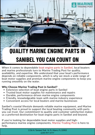 Quality Marine Engine Parts in Sanibel You Can Count On