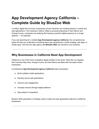 Custom App Development Agency in California | BlueZoo Web