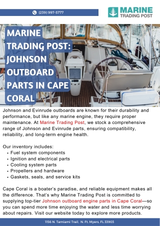 Marine Trading Post: Johnson Outboard Parts in Cape Coral