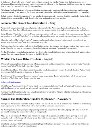 Seasonal Roof Maintenance Checklist: Protecting Your Sydney Home Year-Round