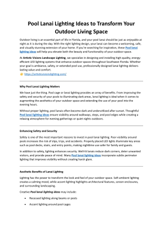 Pool lanai lighting ideas