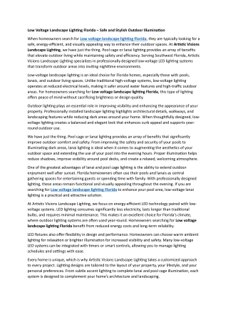 Low Voltage Landscape Lighting Florida