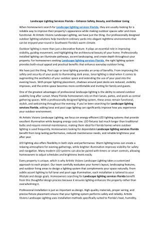 Landscape Lighting Services Florida