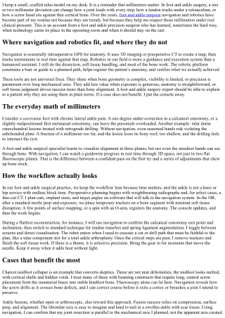 Why a Foot and Ankle Precision Surgeon Uses Navigation and Robotics