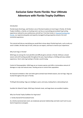 Seasonal hunting trips Florida