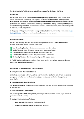 The Best Hunting in Florida