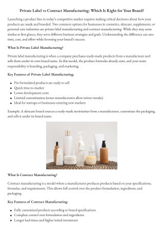 Private Label vs Contract Manufacturing