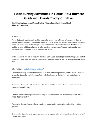 Exotic Hunting Adventures