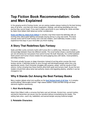 Top Fiction Book Recommendation: Gods and Men Explained