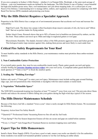 Hills District Roof Maintenance: Navigating Bushfire-Prone Area Requirements