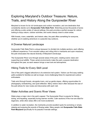 Exploring Maryland’s Outdoor Treasure_ Nature, Trails, and History Along the Gunpowder River