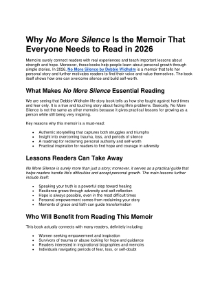 Why No More Silence Is the Memoir That Everyone Needs to Read in 2026