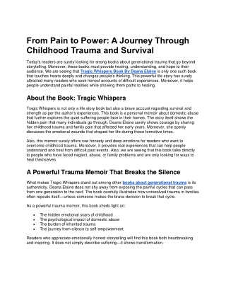 From Pain to Power: A Journey Through  Childhood Trauma and Survival