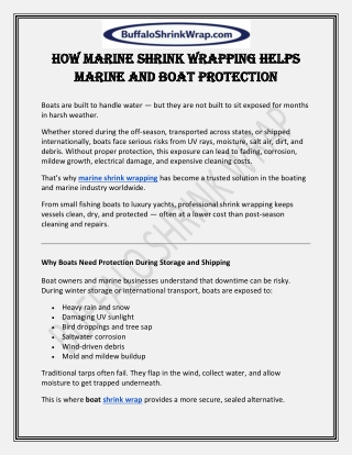 How Marine Shrink Wrapping Helps Marine and Boat Protection