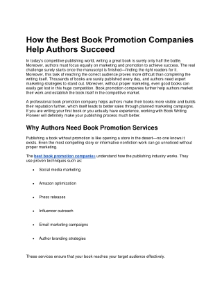 How the Best Book Promotion Companies Help Authors Succeed