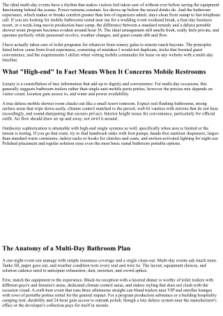 Mobile Restrooms Rental Near Me for Multi-Day Events