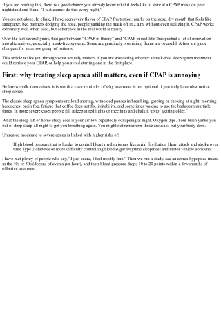 The Latest CPAP Alternatives: Are Mask-Free Systems the Future?