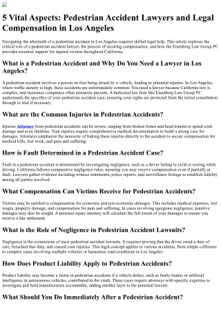 What is a Pedestrian Accident and Why Do You Need a Lawyer in Los Angeles