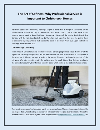 The Art of Softness: Why Professional Service is Important to Christchurch Homes