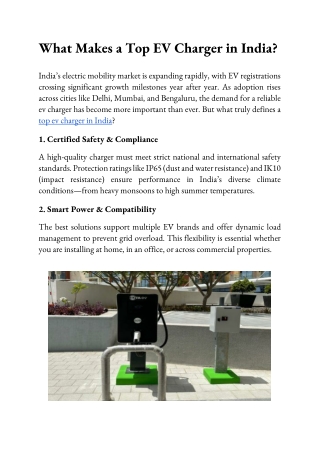 What Makes a Top EV Charger in India