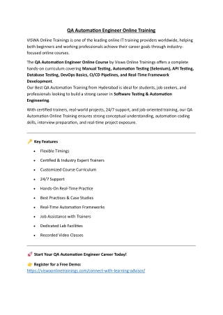 QA Automation Engineer Online Certification Training Course