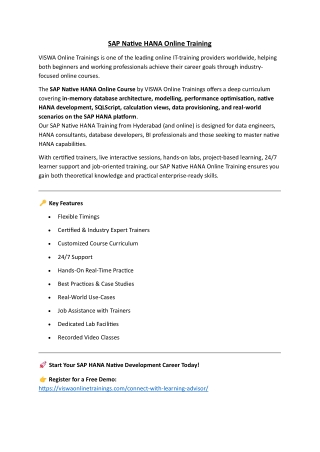 SAP Native HANA Online Certification Training Course