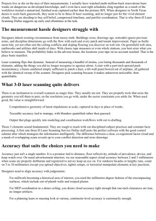 Why Designers Choose 3-d Laser Scanning Dallas for Accuracy