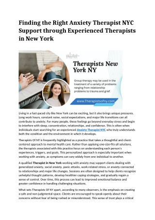 Finding the Right Anxiety Therapist NYC Support Through Experienced Therapists in New York (1)