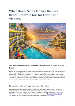 What Makes Santa Monica the Ideal Beach Resort in Goa for First-Time Visitors