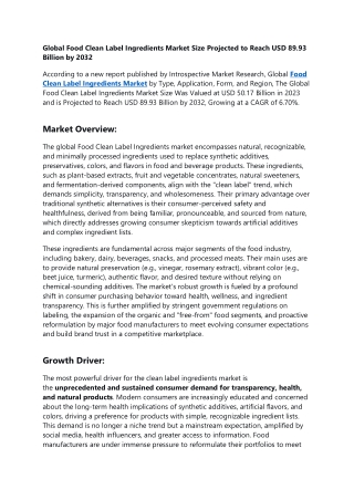 Food Clean Label Ingredients Market - In-Depth Analysis by Size