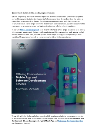 Qatar's Finest - Custom Mobile App Development Services