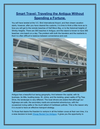 Smart Travel: Traveling the Antigua Without Spending a Fortune.