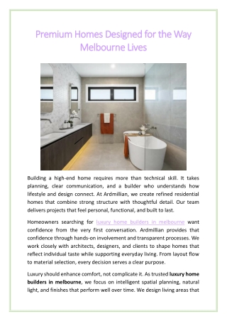 Premium Homes Designed for the Way Melbourne Lives