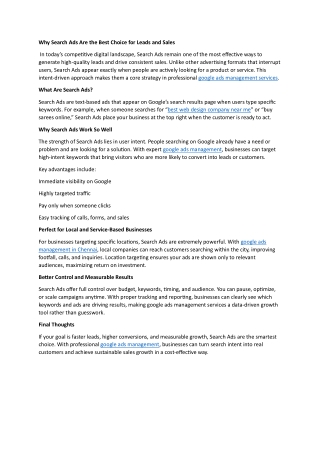 Why Search Ads Are the Best Choice for Leads and Sales