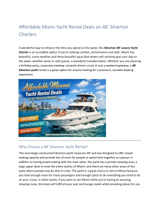 Affordable Miami Yacht Rental Deals on 48
