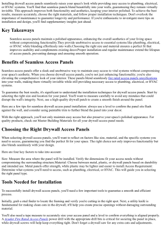 Why Install Drywall Access Panels Seamlessly? Tips Inside