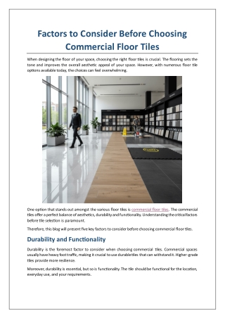 Factors to Consider Before Choosing Commercial Floor