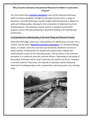 Why Concrete Contractors Recommend Shotcrete for Modern Construction Projects