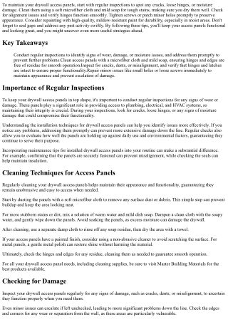 What Are Key Maintenance Tips for Drywall Access Panels?