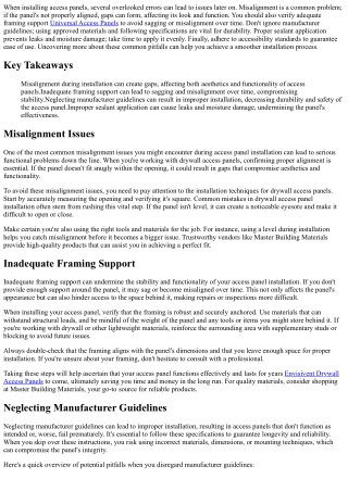 What Are the Overlooked Errors in Access Panel Installation?