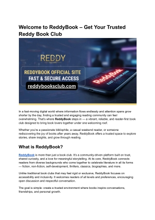 Welcome to ReddyBook – Get Your Trusted Reddy Book Club