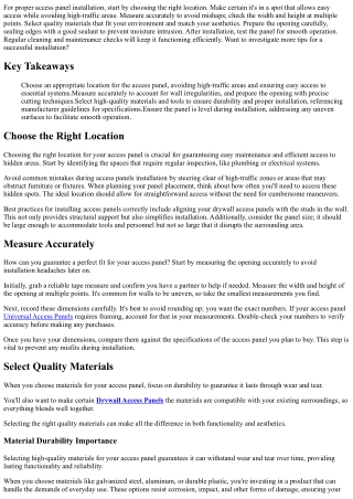 Top Tips for Proper Access Panel Installation